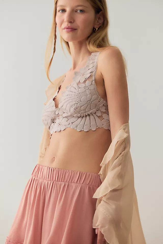 FREE PEOPLE INTIMATELY PETAL PARTY PLUNGE BRALETTE MUSHROOM 1