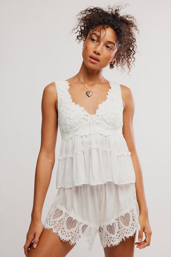 FREE PEOPLE INTIMATELY PETAL PARTY SHAPELESS CAMI CLEAN IVORY