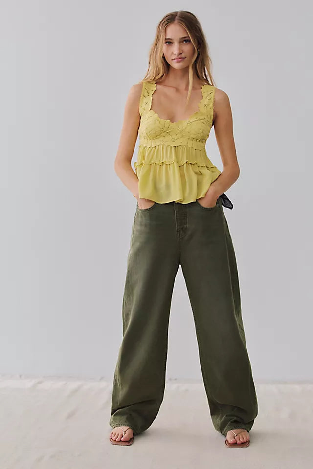 FREE PEOPLE INTIMATELY PETAL PARTY SHAPELESS CAMI SICILIAN YELLOW 3
