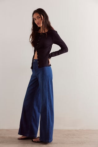 FREE PEOPLE LIBRE WIDE LEG JEANS LOCK AND KEY