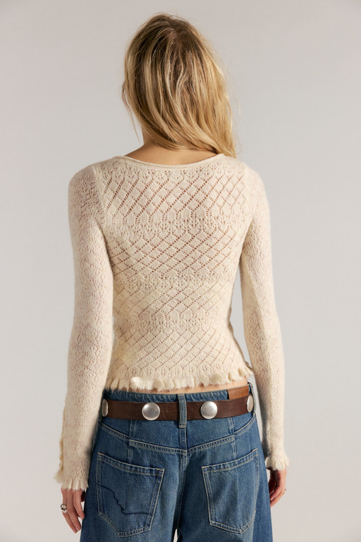 FREE PEOPLE LOVE CARDI WINTER WHITE HEATHER