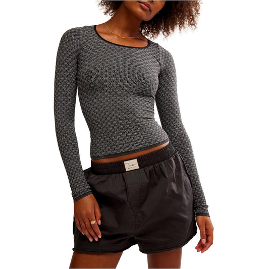 FREE PEOPLE LOVE LETTER LONG SLEEVE BLACK