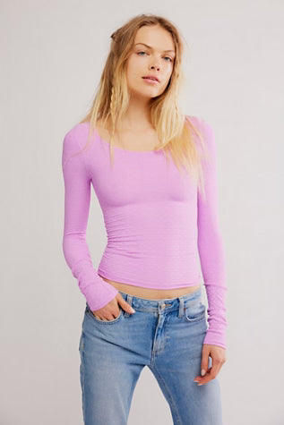 FREE PEOPLE LOVE LETTER LONG SLEEVE PALE ORCHID
