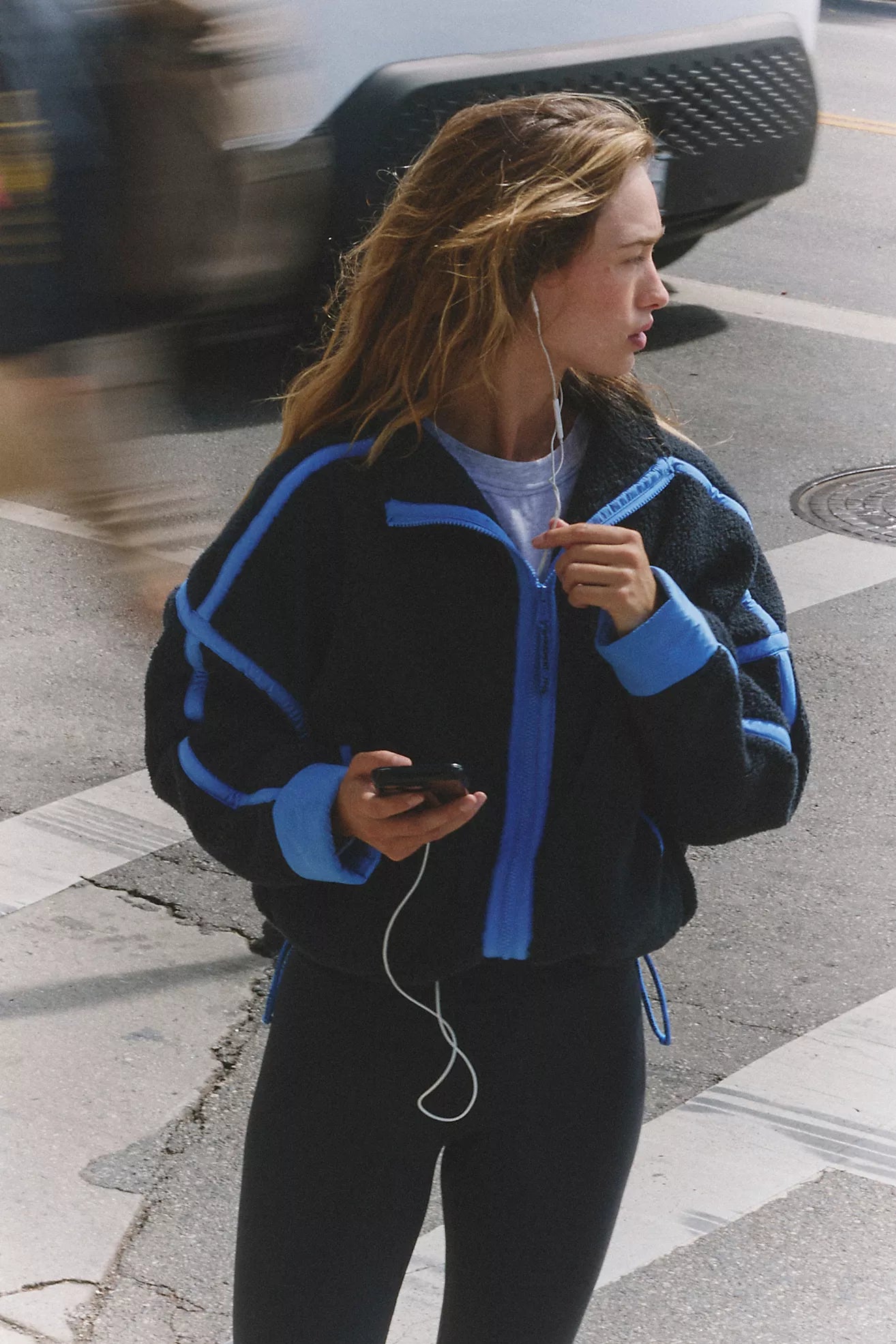 FREE PEOPLE MOUNTAIN HIGH FLEECE JACKET BLACK COMBO