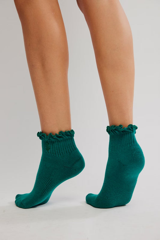 FREE PEOPLE MOVEMENT CLASSIC RUFFLE SOCKS MIDNIGHT JADE