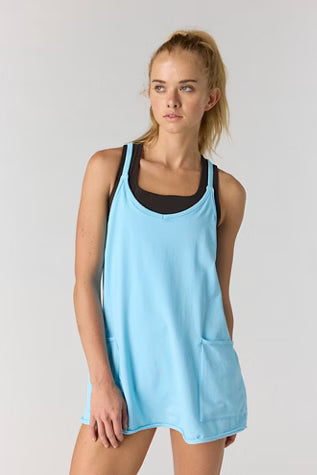 FREE PEOPLE MOVEMENT HOT SHOT MINI DRESS BRIGHT BLUE