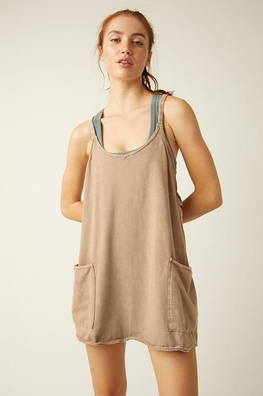 FREE PEOPLE MOVEMENT HOT SHOT MINI DRESS MOCHA LATTE