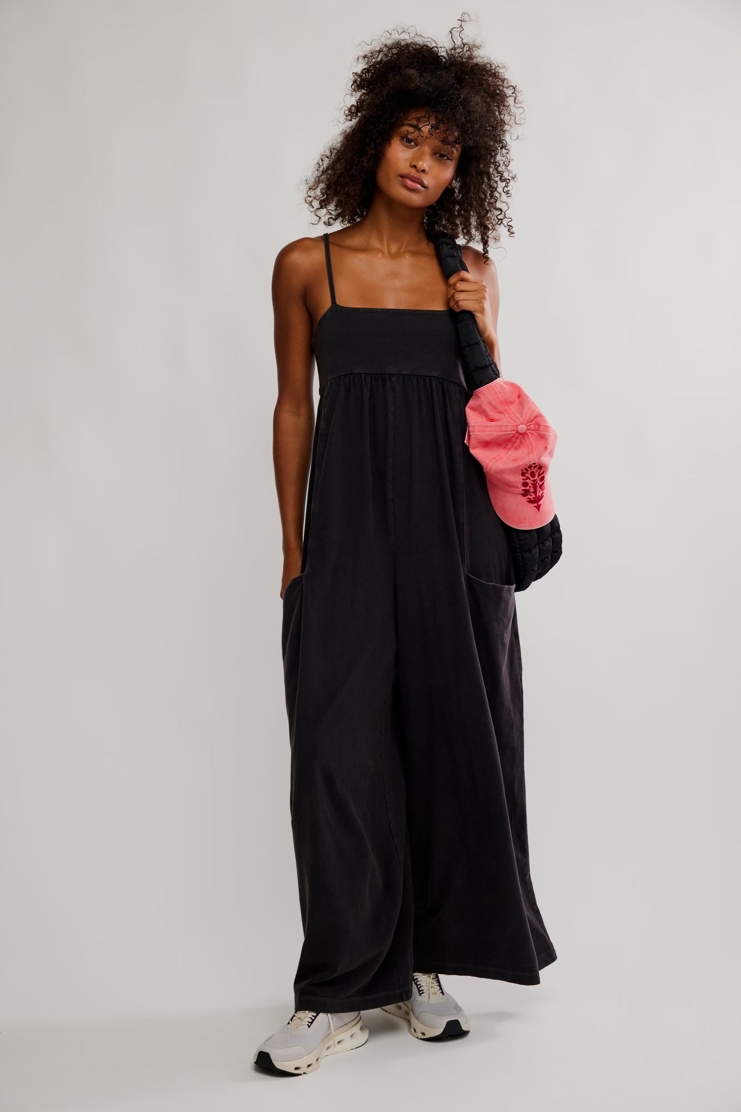 FREE PEOPLE MOVEMENT HOT SHOT STRAPPY ONESIE BLACK