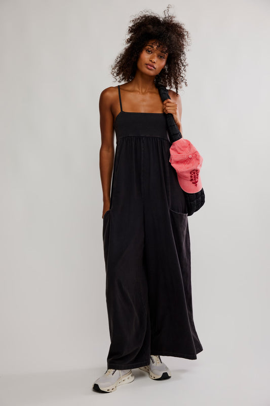 FREE PEOPLE MOVEMENT HOT SHOT STRAPPY ONESIE BLACK