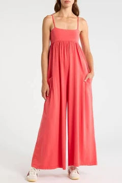 FREE PEOPLE MOVEMENT HOT SHOT STRAPPY ONESIE GRAPEFRUIT