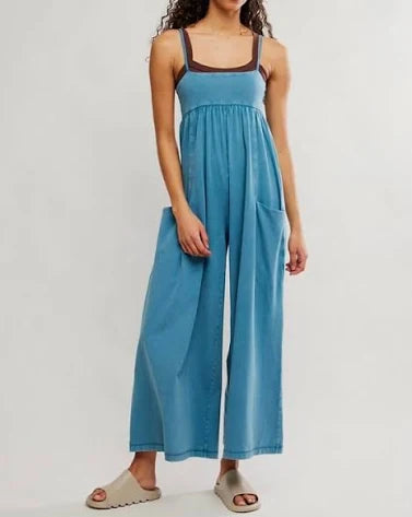 FREE PEOPLE MOVEMENT HOT SHOT STRAPPY ONESIE RIPTIDE