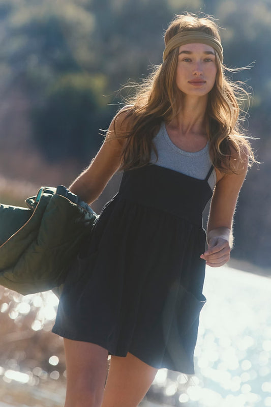 FREE PEOPLE MOVEMENT HOT SHOT STRAPPY ROMPER BLACK