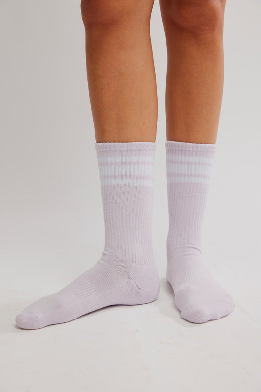 FREE PEOPLE MOVEMENT LOGO STRIPE TUBE SOCK ROSE QUARTZ/WHITE