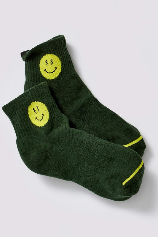 FREE PEOPLE MOVEMENT SMILING BUTI ATHLETIC ANKLE SOCKS FOREST