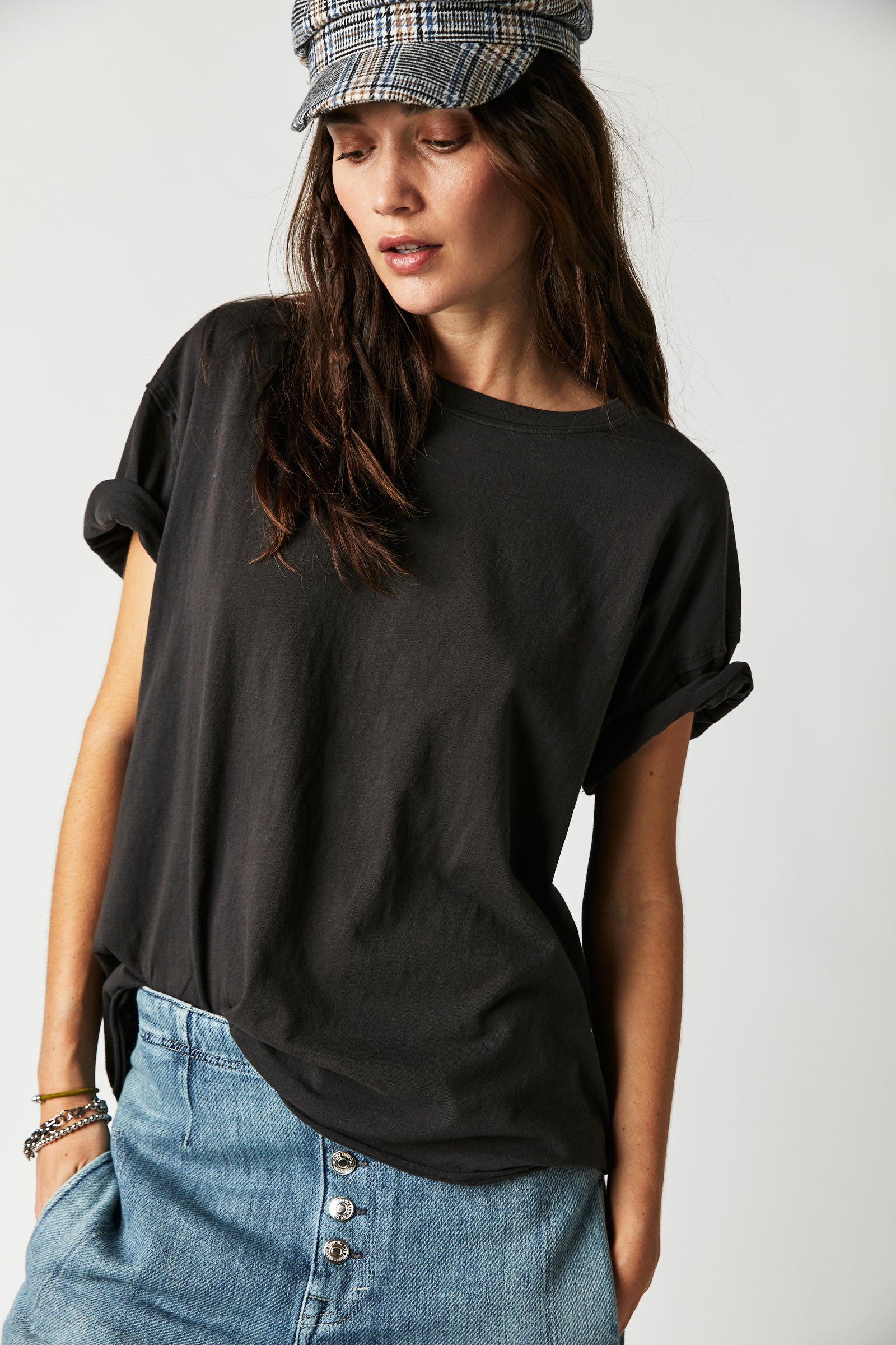 FREE PEOPLE NINA TEE  BLACK