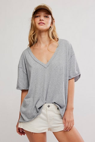 FREE PEOPLE NINA TEE HEATHER GREY