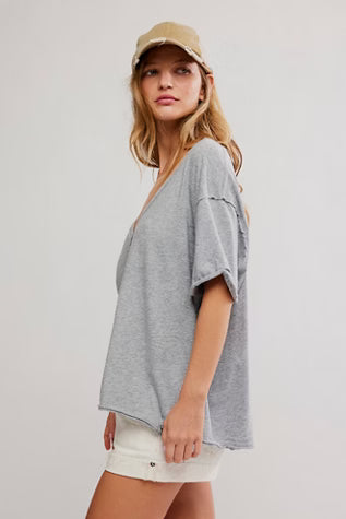 FREE PEOPLE NINA TEE HEATHER GREY
