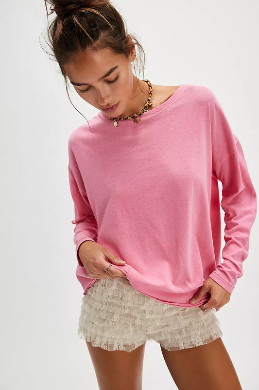 FREE PEOPLE NINA TEE LONG SLEEVE FLOWERING GINGER