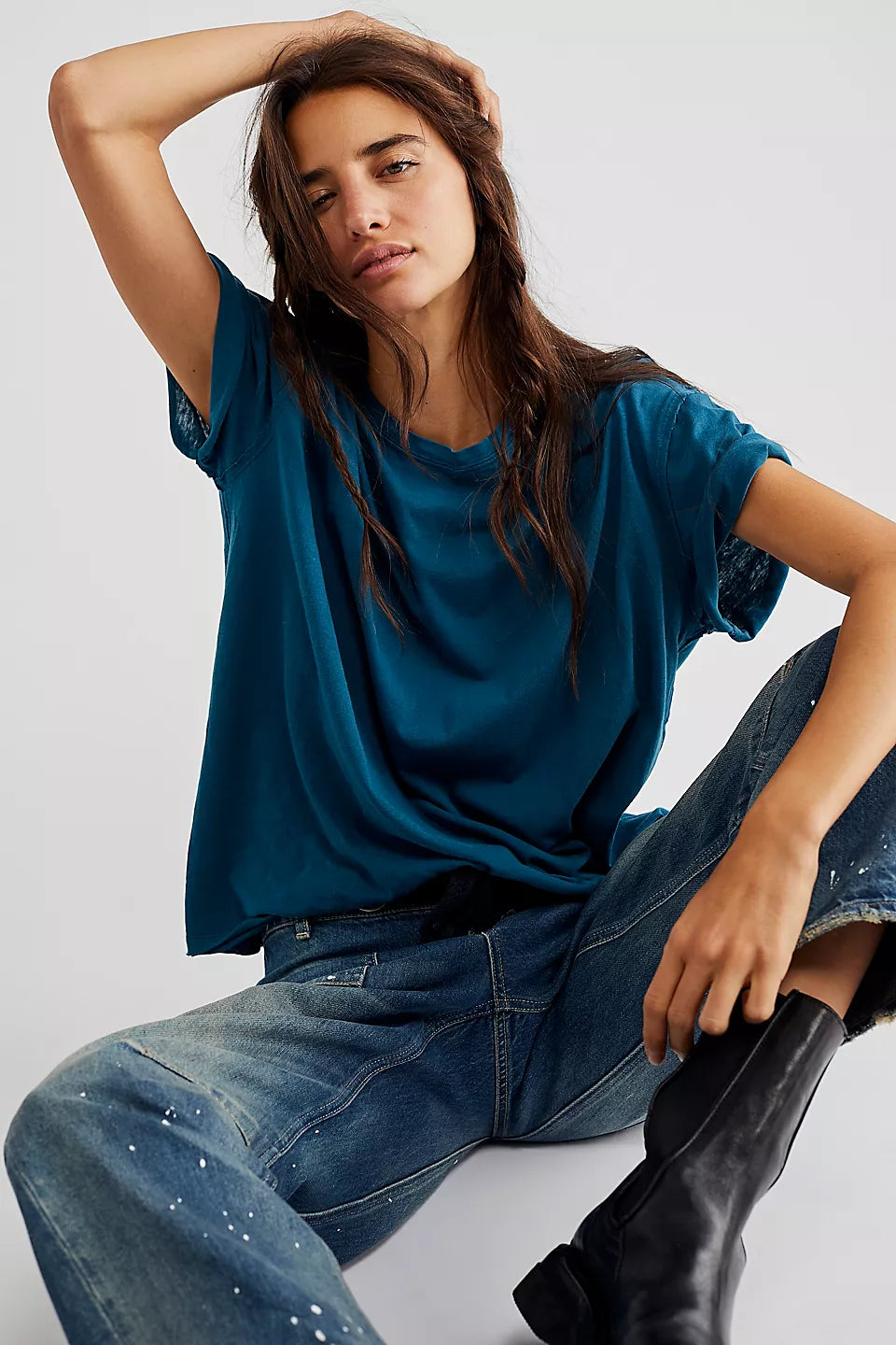 FREE PEOPLE NINA TEE NAVY PATINA