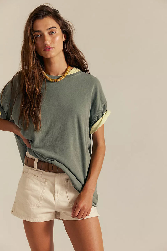 FREE PEOPLE NINA TEE  OLIVE STONE