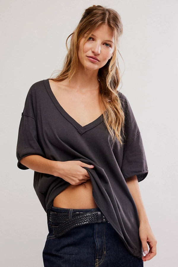 FREE PEOPLE NINA V TEE BLACK