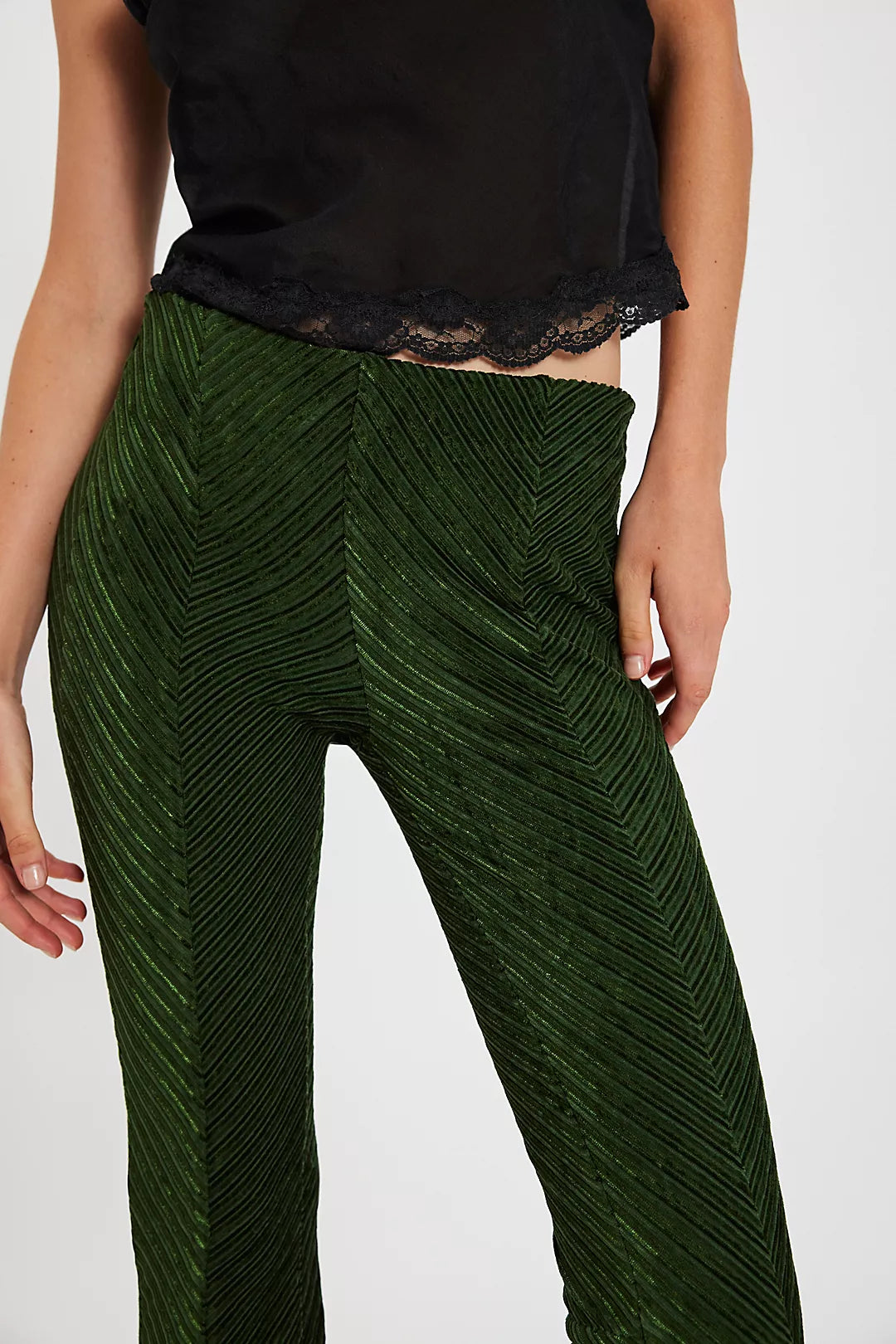FREE PEOPLE PENNY PULL ON VELVET PANT NIGHT FOREST