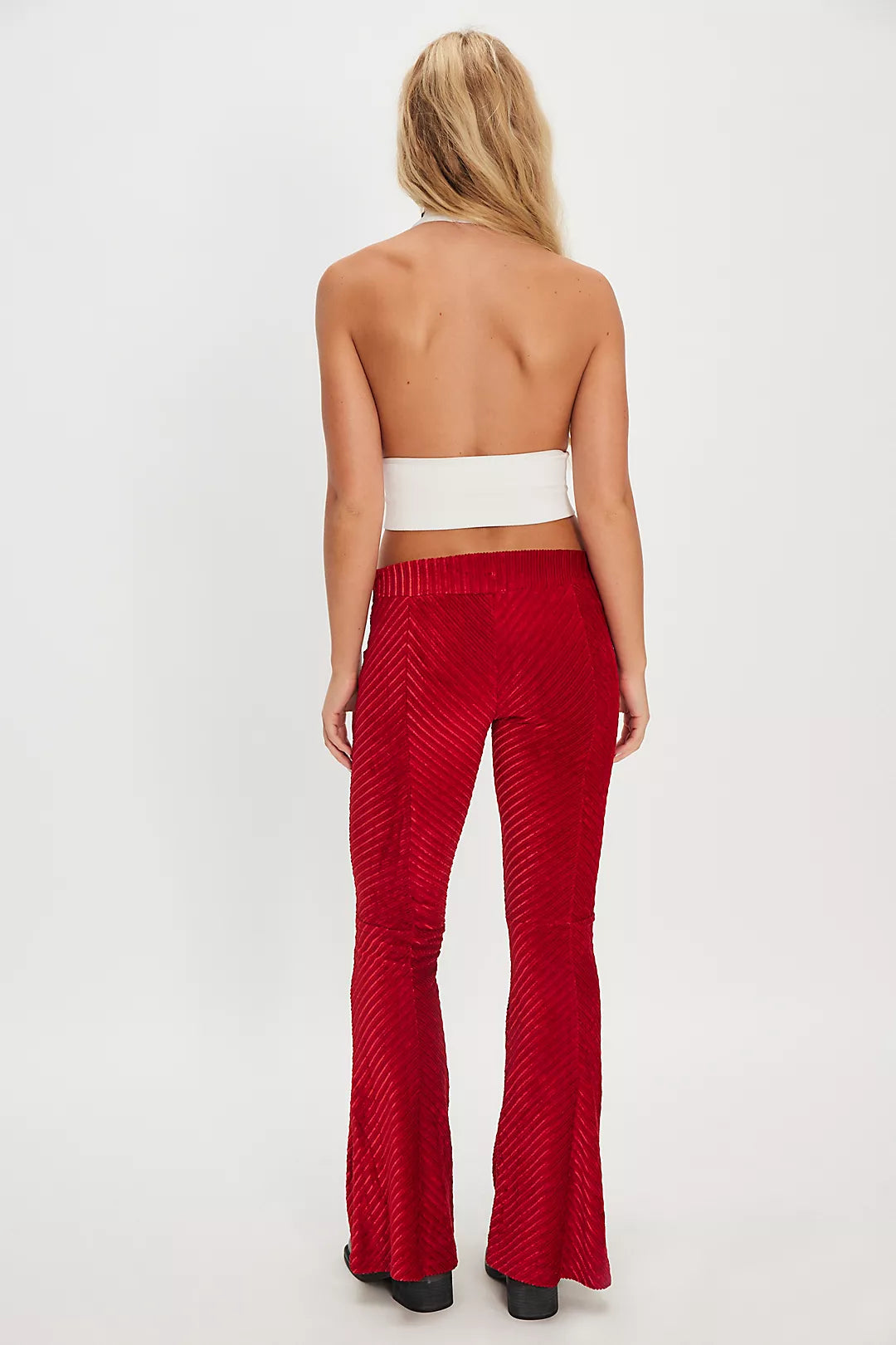 FREE PEOPLE PENNY PULL ON VELVET PANT SALSA