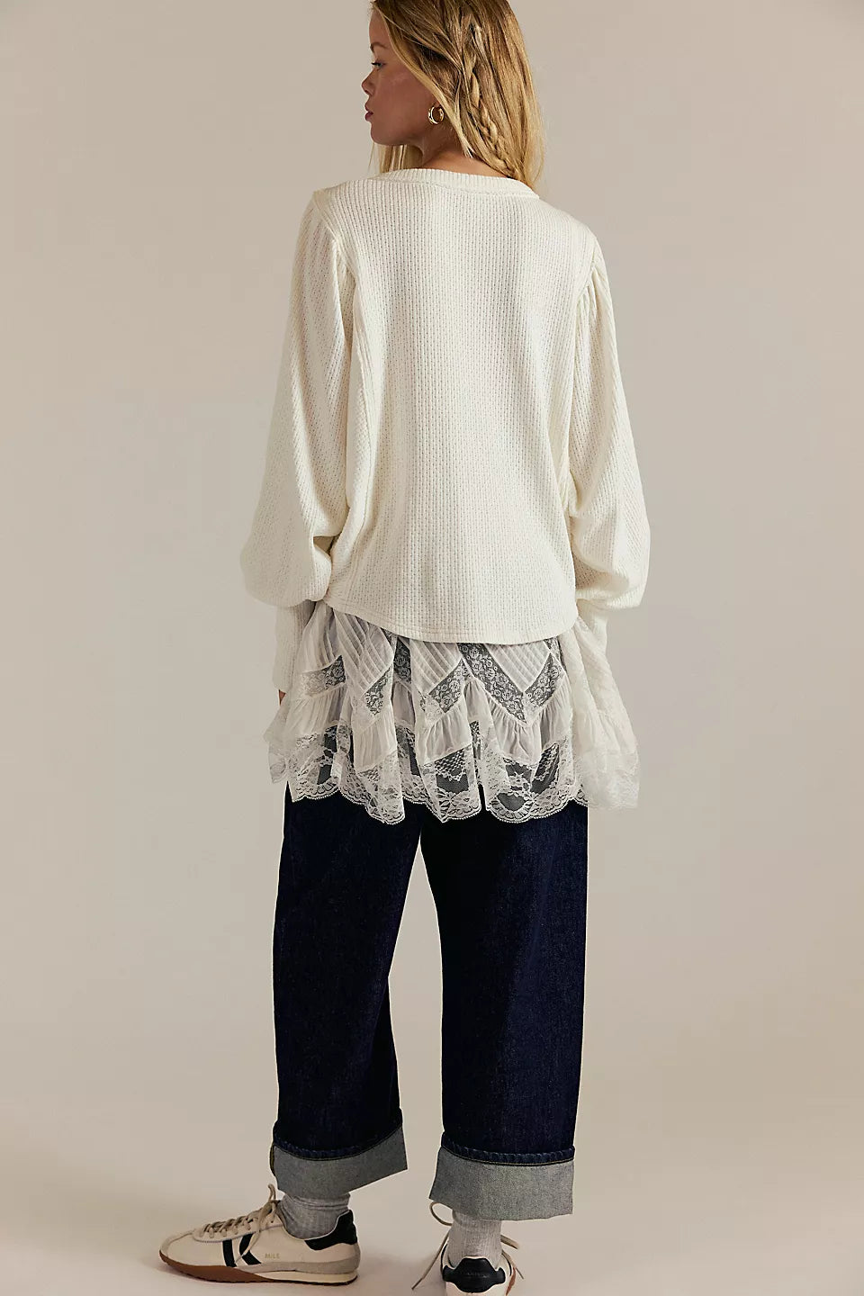 FREE PEOPLE QUINN KNIT TOP IVORY