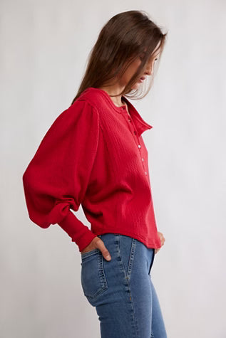 FREE PEOPLE QUINN KNIT TOP SALSA