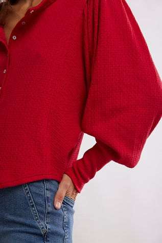 FREE PEOPLE QUINN KNIT TOP SALSA