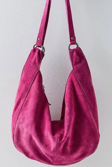 FREE PEOPLE ROMA SUEDE TOTE BAG FUCHSIA