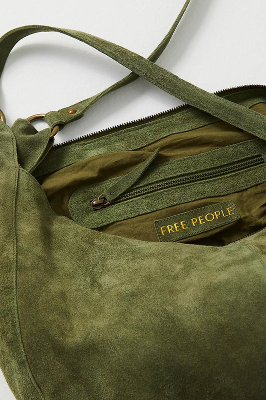 FREE PEOPLE ROMA SUEDE TOTE BAG OLIVE MOSS
