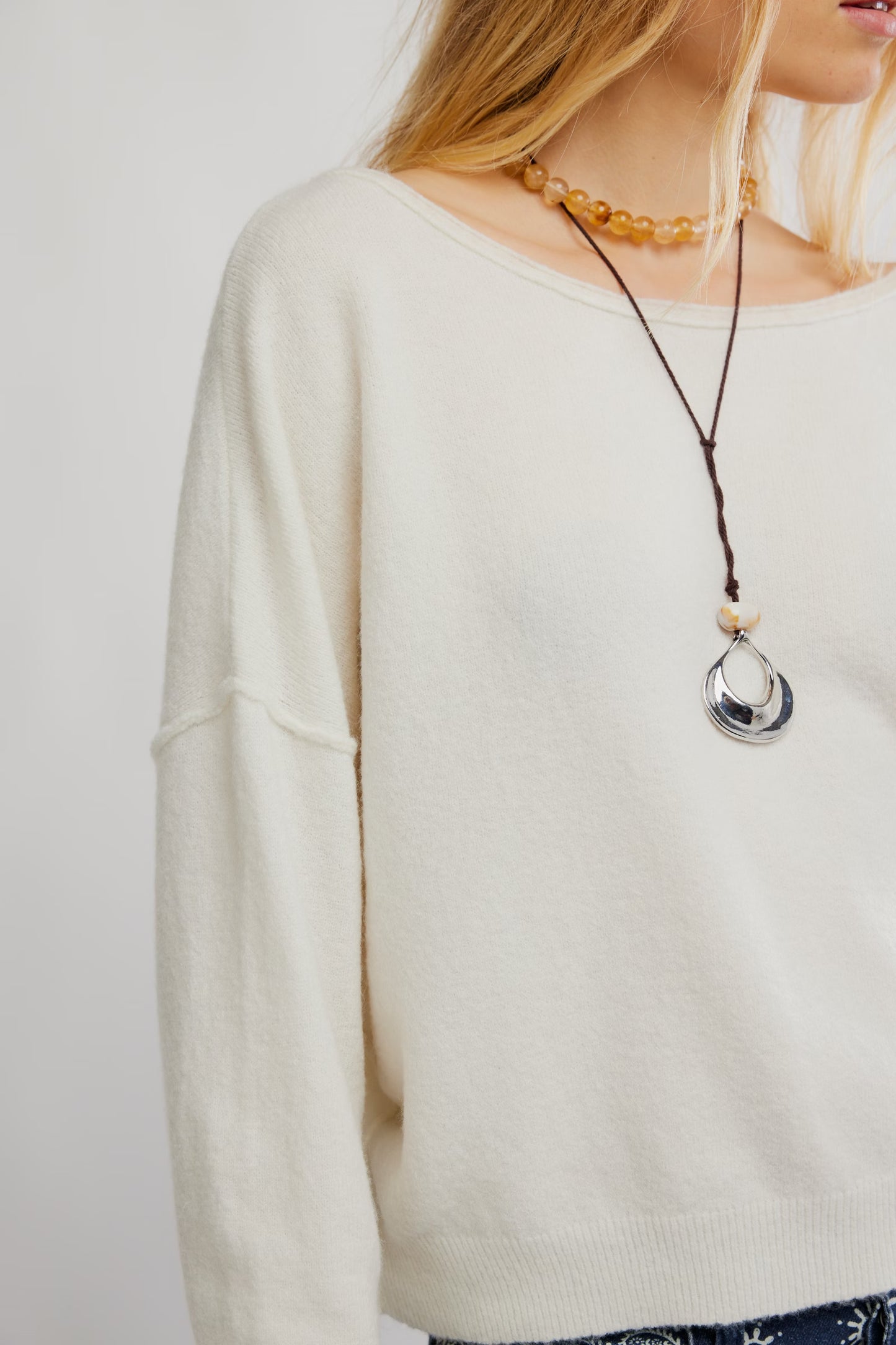 FREE PEOPLE SEE ME PULLOVER WHITE