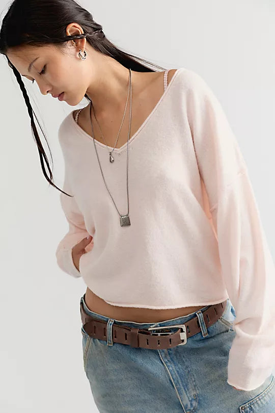 FREE PEOPLE SEE ME V-NECK PULLOVER BALLET SLIPPER