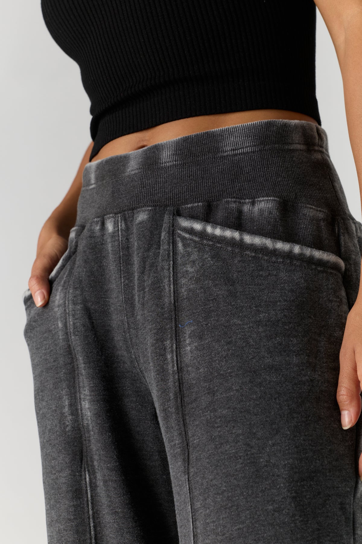 FREE PEOPLE SLOW IT DOWN WIDE LEG BLACK