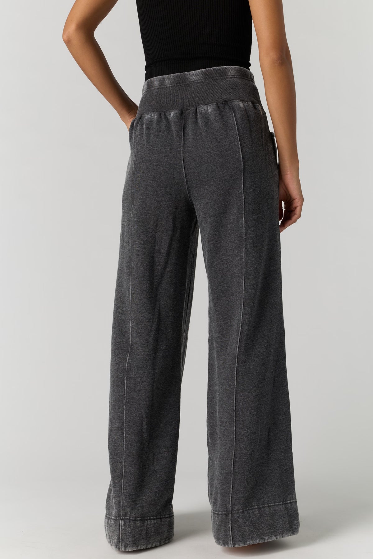 FREE PEOPLE SLOW IT DOWN WIDE LEG BLACK
