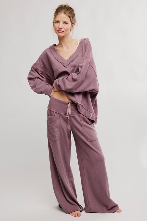 FREE PEOPLE STAYCATION LOUNGE PANT ELDERBERRY TEA