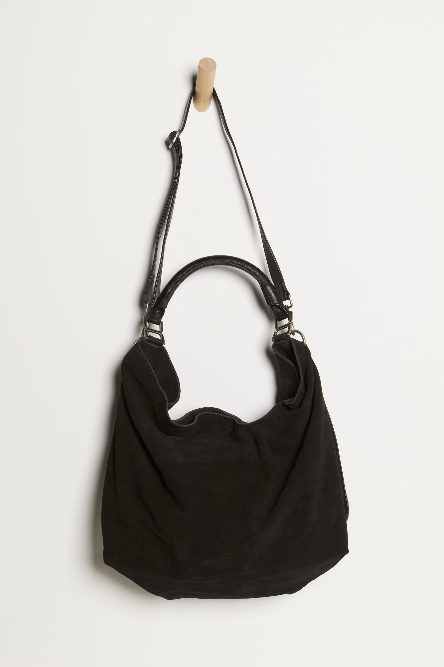 FREE PEOPLE SUZIE SUEDE SLOUCHY OVERSIZED TOTE BAG BLACK