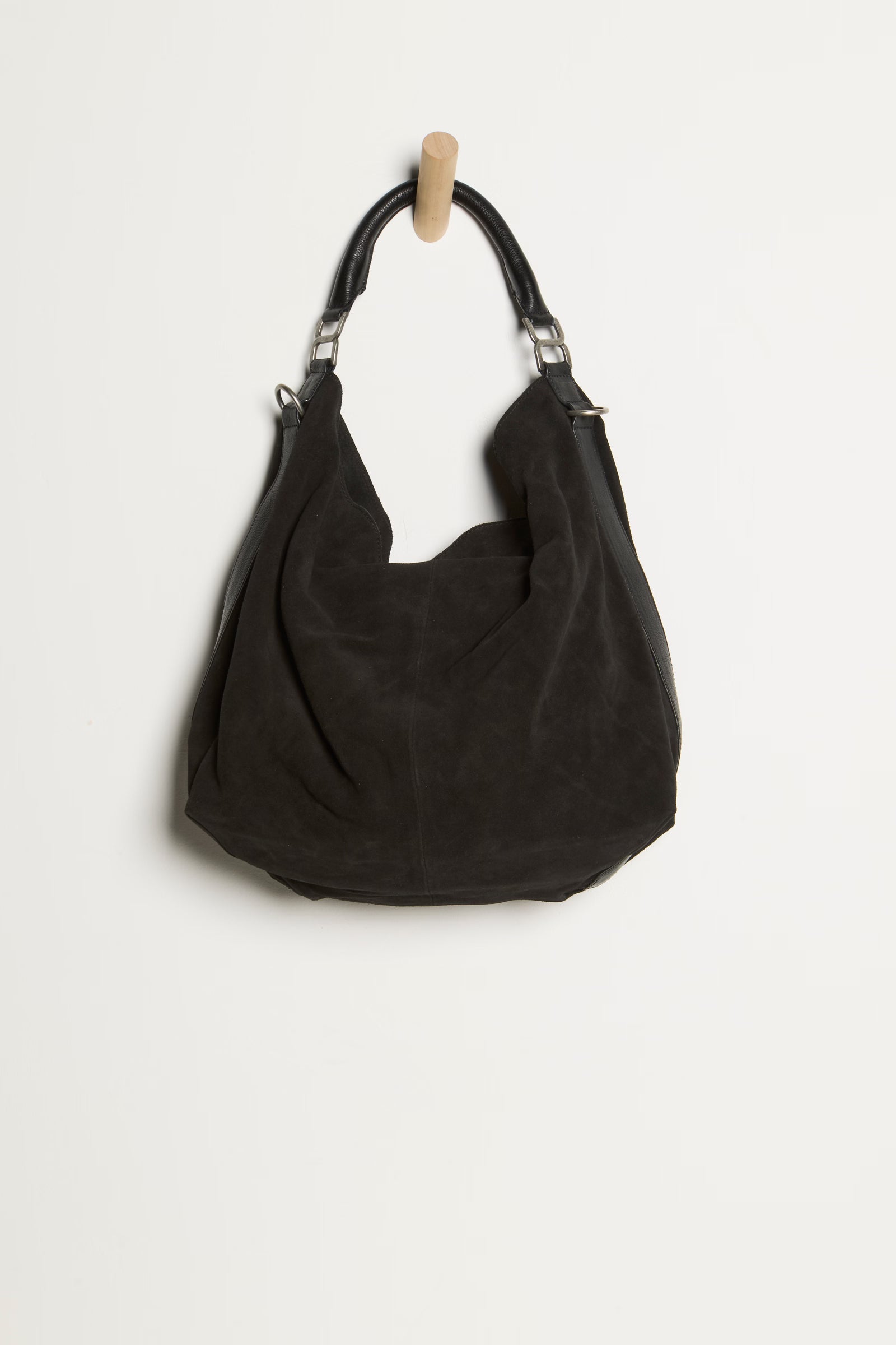 FREE PEOPLE SUZIE SUEDE SLOUCHY OVERSIZED TOTE BAG BLACK