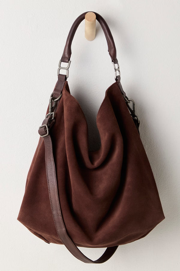 FREE PEOPLE SUZIE SUEDE SLOUCHY OVERSIZED TOTE BAG ESPRESSO