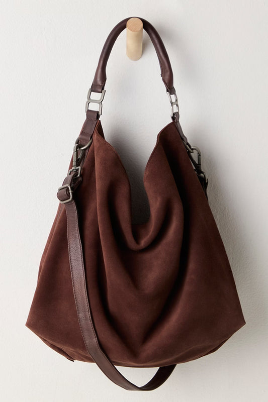 FREE PEOPLE SUZIE SUEDE SLOUCHY OVERSIZED TOTE BAG ESPRESSO