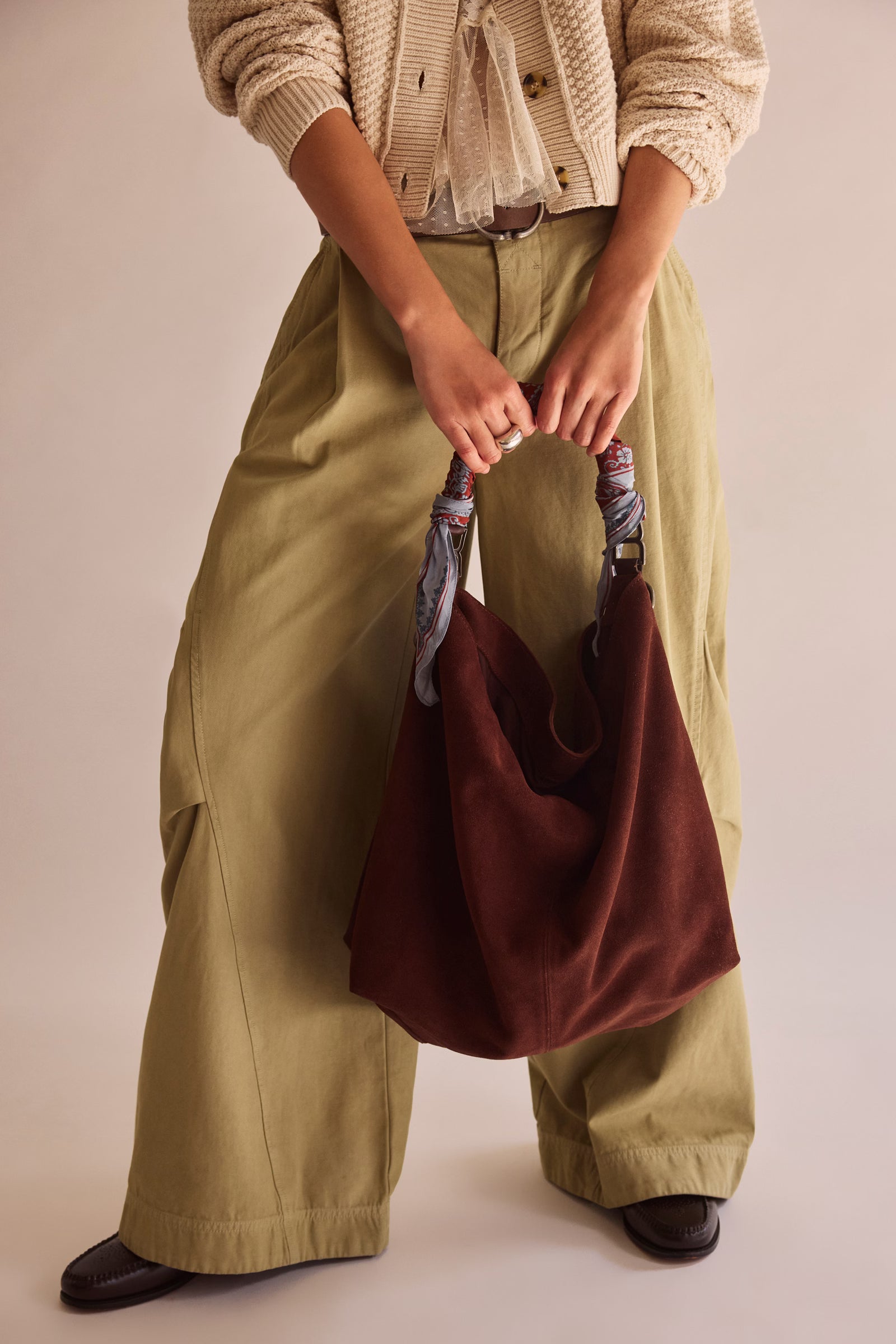 FREE PEOPLE SUZIE SUEDE SLOUCHY OVERSIZED TOTE BAG ESPRESSO
