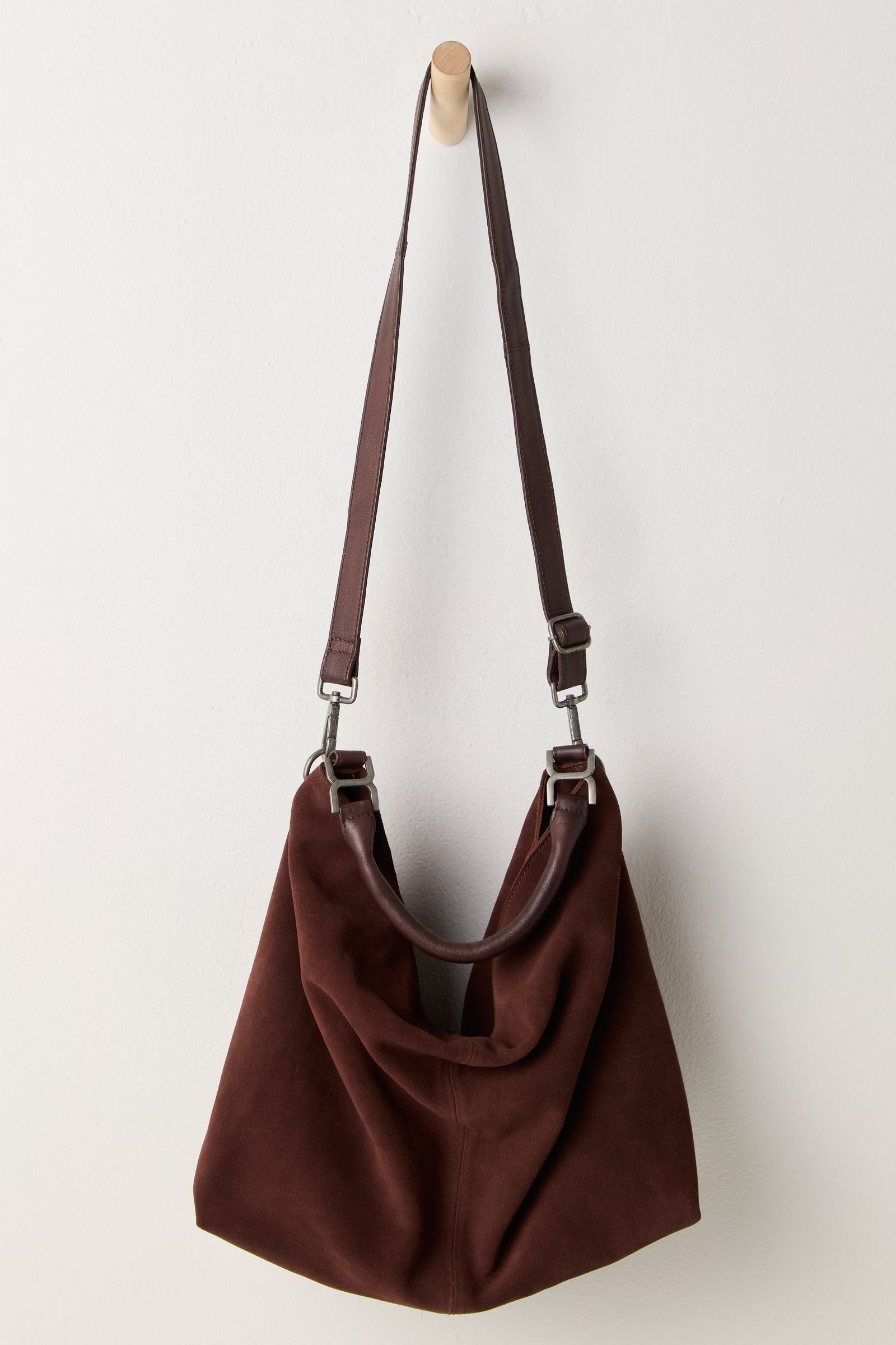 FREE PEOPLE SUZIE SUEDE SLOUCHY OVERSIZED TOTE BAG ESPRESSO