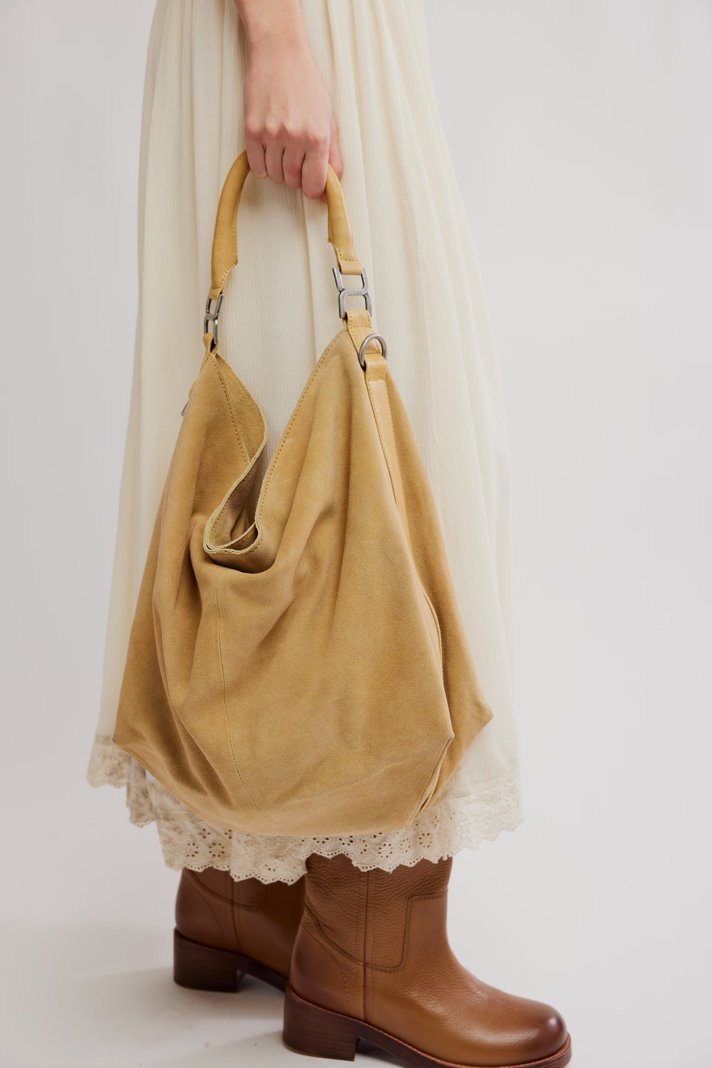 FREE PEOPLE SUZIE SUEDE SLOUCHY OVERSIZED TOTE BAG HARVEST GOLD