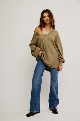 FREE PEOPLE WE THE FREE  COAST 2 COAST THERMAL GOTHIC OLIVE CROSS