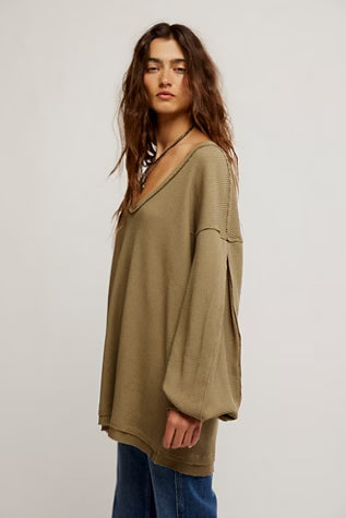 FREE PEOPLE WE THE FREE  COAST 2 COAST THERMAL GOTHIC OLIVE CROSS
