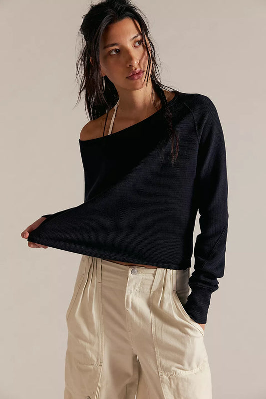 FREE PEOPLE WE THE FREE JESS LONG SLEEVE BLACK