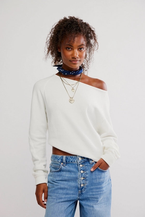FREE PEOPLE WE THE FREE JESS LONG SLEEVE CLEAN IVORY