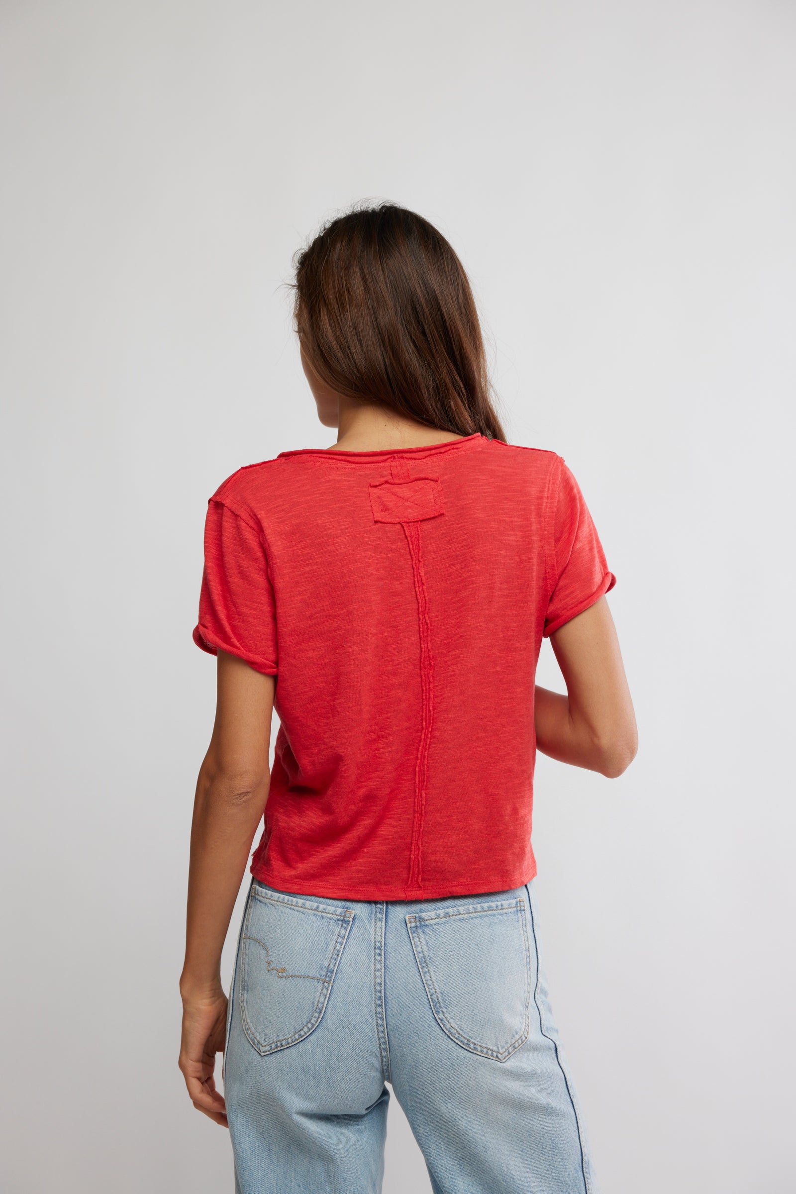FREE PEOPLE WE THE FREE TAKE 2 TEE RACING RED COMBO