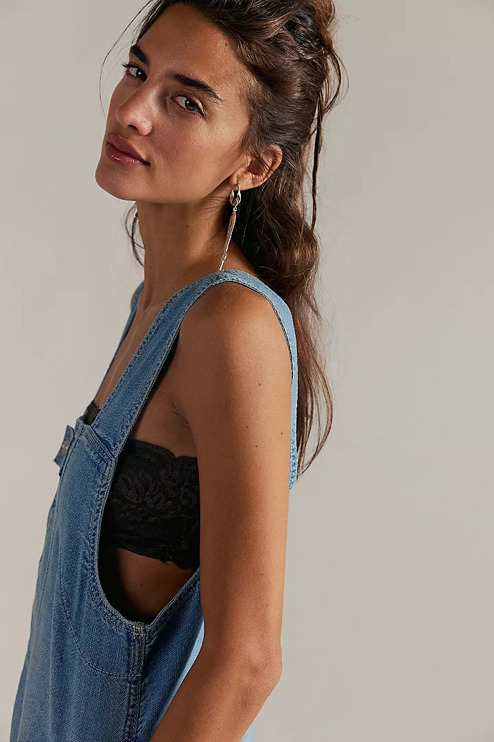 FREE PEOPLE WTF JUDE SHORTALLS LIGHT INDIGO
